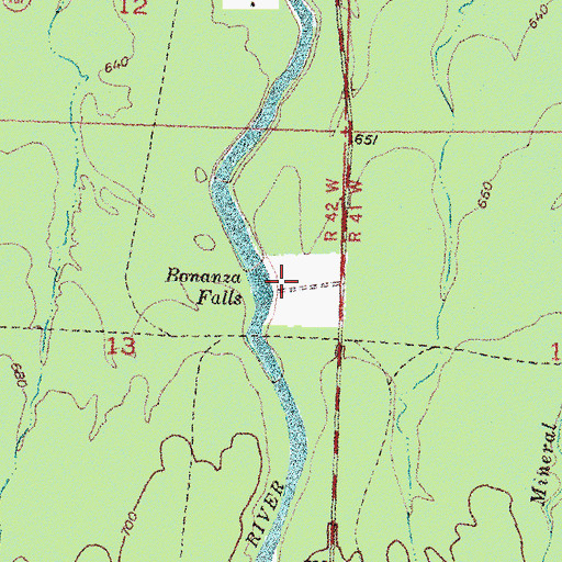 Topographic Map of Bonanza Falls, MI