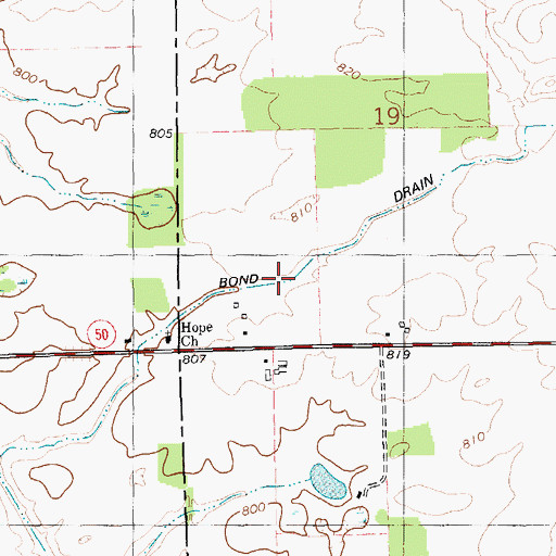 Topographic Map of Bond Drain, MI
