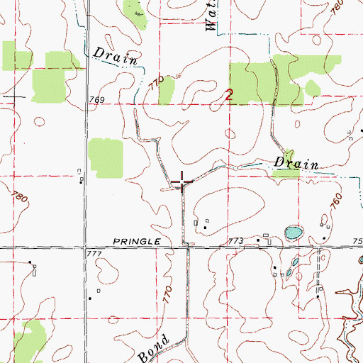 Topographic Map of Bond Drain, MI