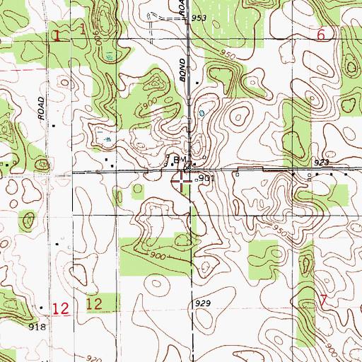 Topographic Map of Bond School, MI