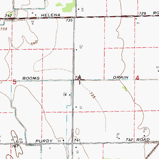 Topographic Map of Booms Drain, MI