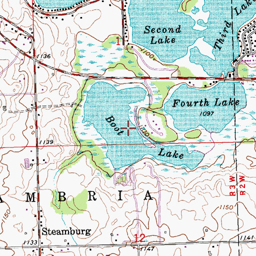Topographic Map of Boot Lake, MI