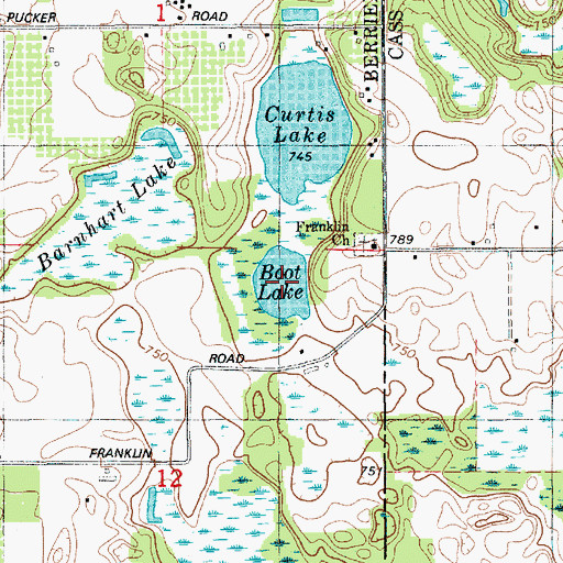 Topographic Map of Boot Lake, MI