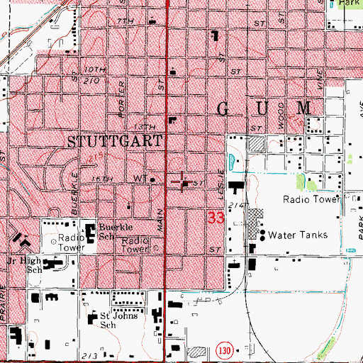 Topographic Map of Church of Christ, AR