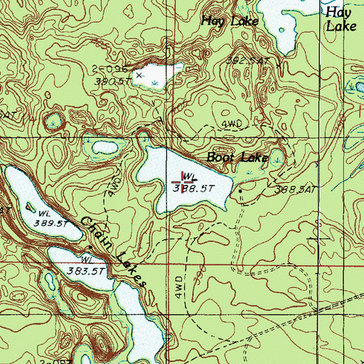 Topographic Map of Boot Lake, MI