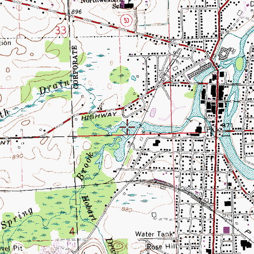 Topographic Map of Booth Drain, MI