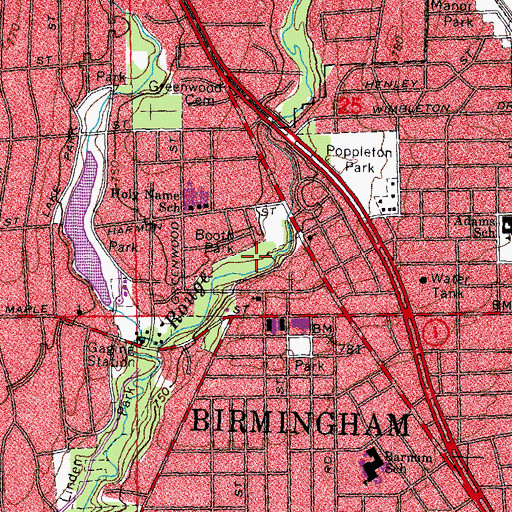 Topographic Map of Booth Park, MI