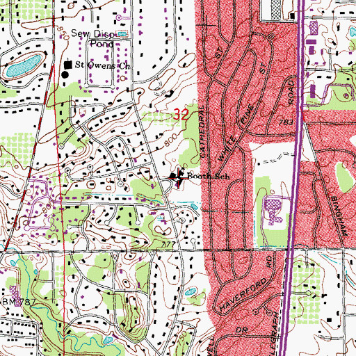 Topographic Map of Booth School, MI