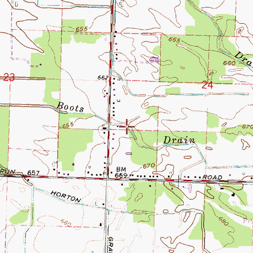 Topographic Map of Boots Drain, MI