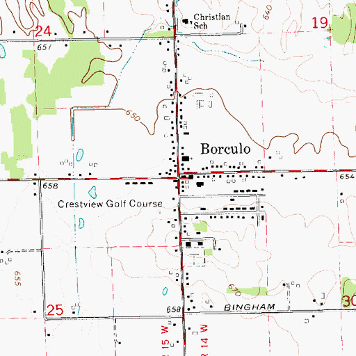 Topographic Map of Borculo, MI