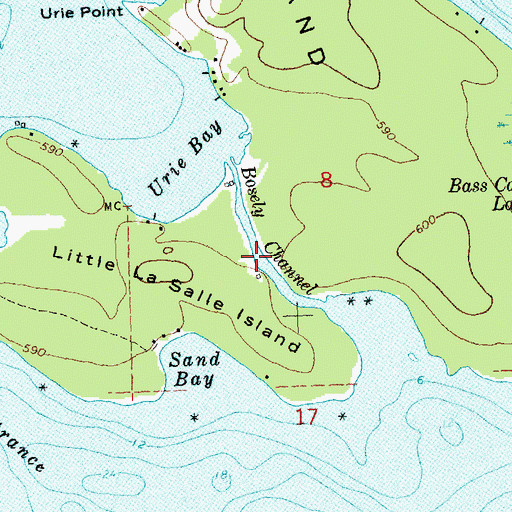 Topographic Map of Bosely Channel, MI