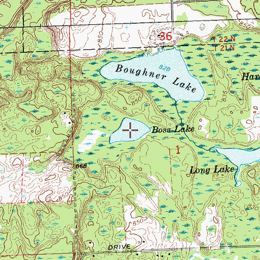 Topographic Map of Boss Lake, MI