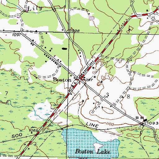 Topographic Map of Boston, MI