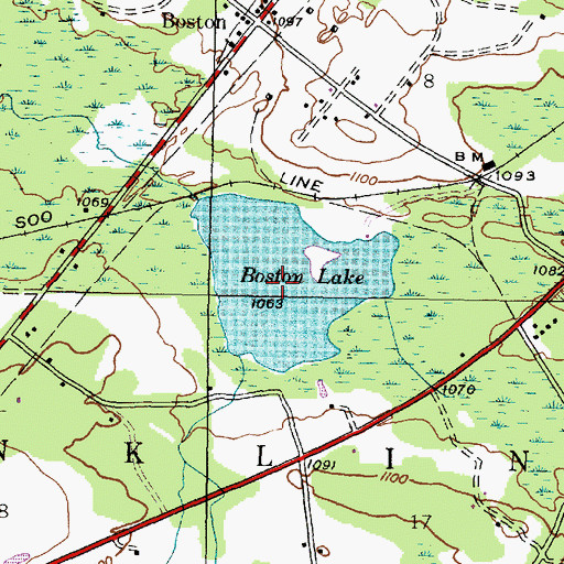 Topographic Map of Boston Lake, MI