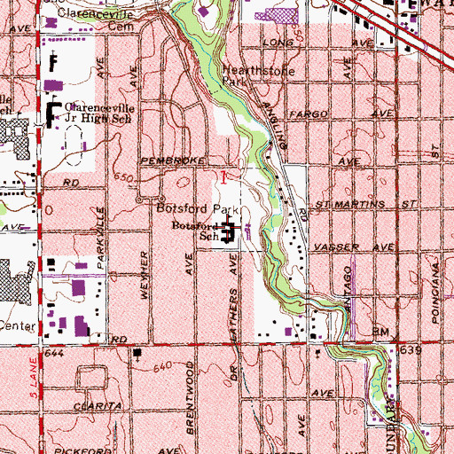 Topographic Map of Botsford School, MI
