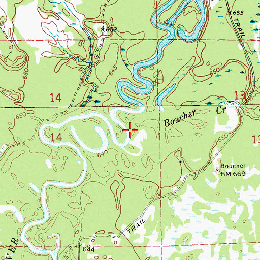 Topographic Map of Boucher Creek, MI