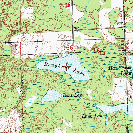 Topographic Map of Boughner Lake, MI