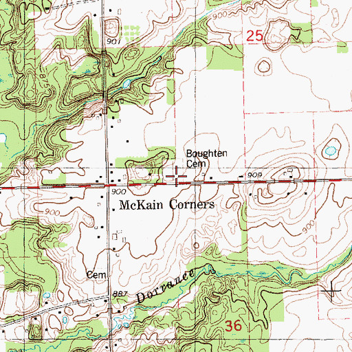 Topographic Map of Boughten Cemetery, MI