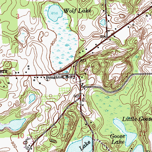 Topographic Map of Boughton School, MI