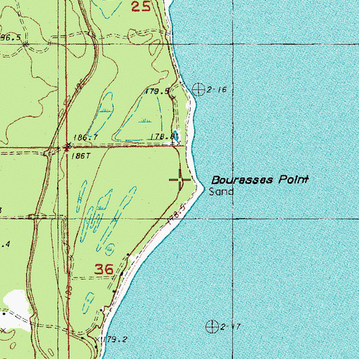 Topographic Map of Bourassas Point, MI