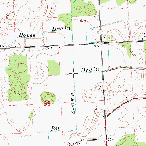 Topographic Map of Bovee Drain, MI