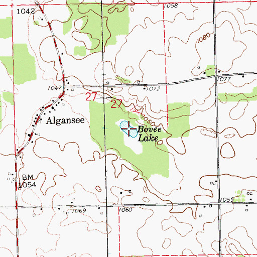 Topographic Map of Bovee Lake, MI