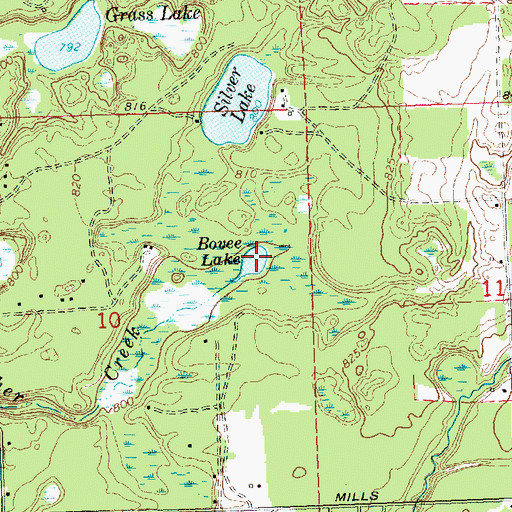 Topographic Map of Bovee Lake, MI