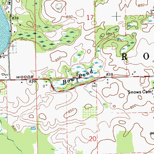Topographic Map of Bow Pond, MI
