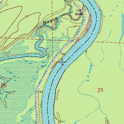 Topographic Map of Cow Pen Bend, AR