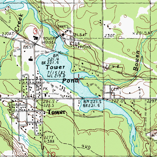 Topographic Map of Bowen Creek, MI