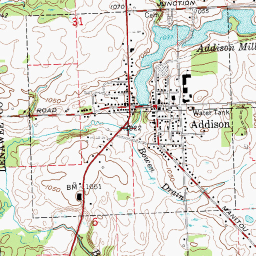Topographic Map of Bowen Drain, MI