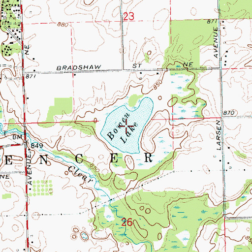 Topographic Map of Bowen Lake, MI