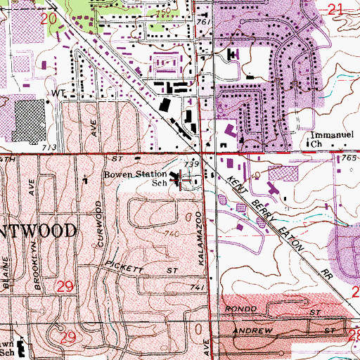 Topographic Map of Bowen Station School, MI