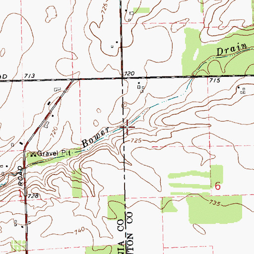 Topographic Map of Bower Drain, MI