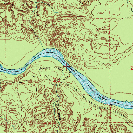 Topographic Map of Bowers Creek, MI