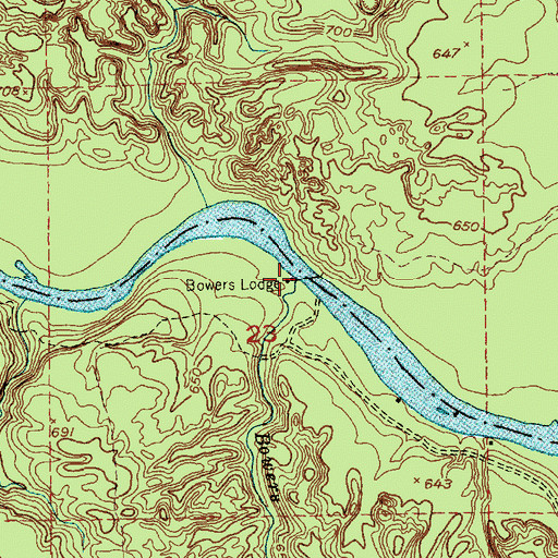 Topographic Map of Bowers Lodge, MI