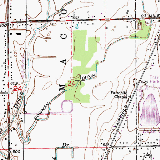 Topographic Map of Bowman Ditch, MI