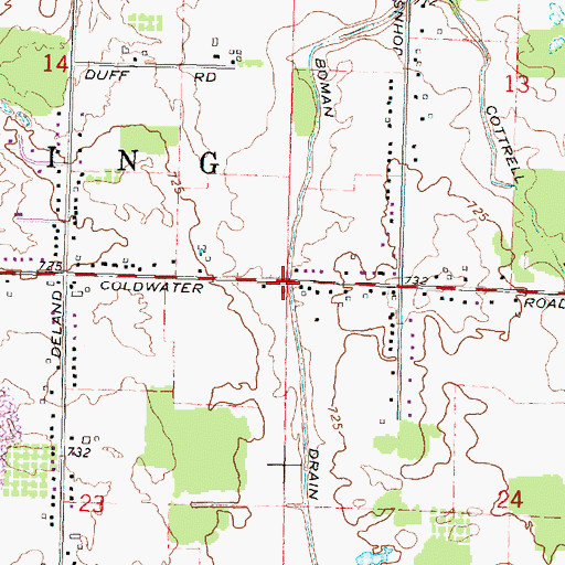 Topographic Map of Bowman Drain, MI