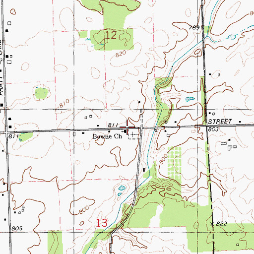 Topographic Map of Bowne Church, MI