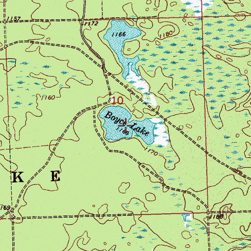 Topographic Map of Boyce Lake, MI