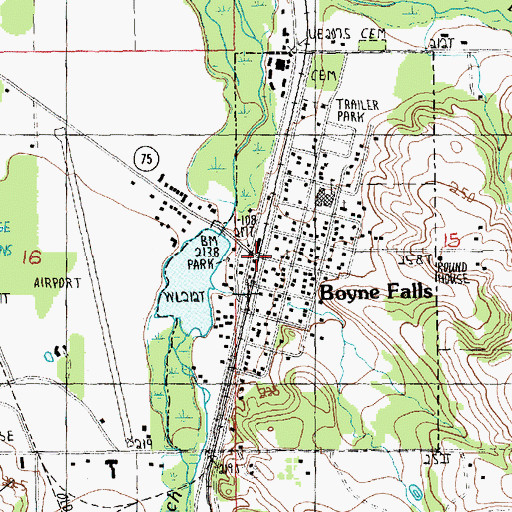 Topographic Map of Boyne Falls, MI