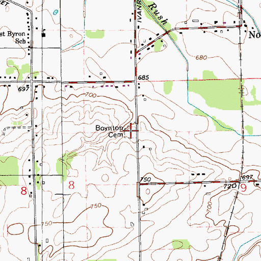 Topographic Map of Boynton Cemetery, MI