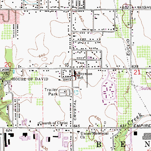 Topographic Map of Boynton School, MI