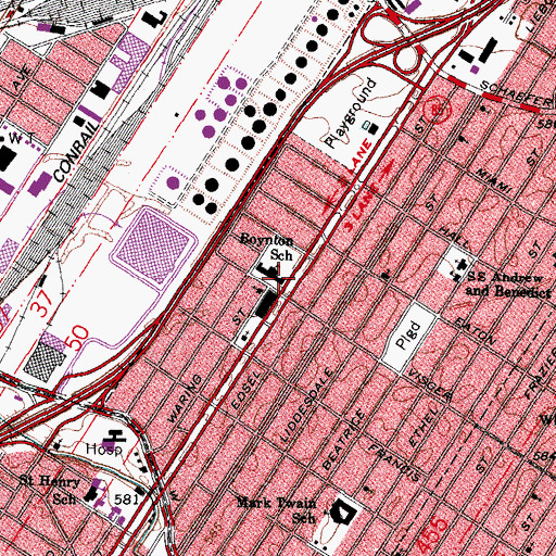 Topographic Map of Boynton School, MI