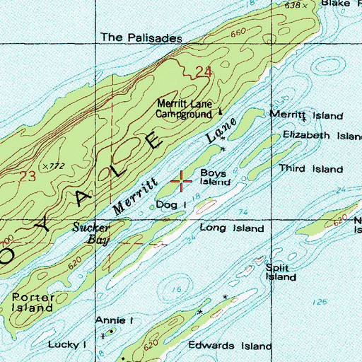 Topographic Map of Boys Island, MI