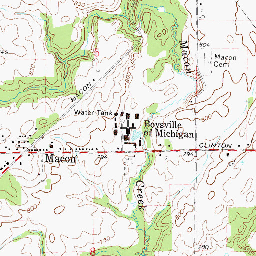 Topographic Map of Boysville of Michigan, MI