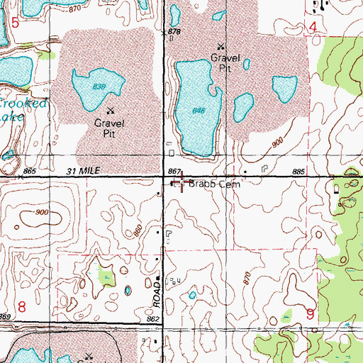 Topographic Map of Brabb Cemetery, MI