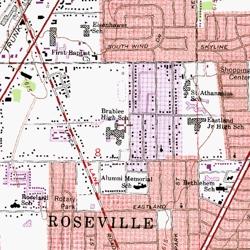 Topographic Map of Brablec High School, MI