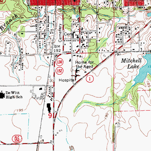 Topographic Map of Dewitt City Hospital, AR