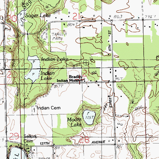 Topographic Map of Bradley Church, MI